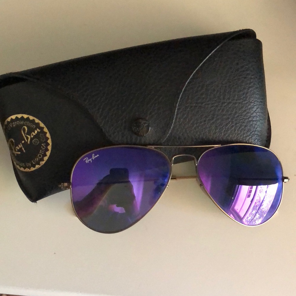 Ray Ban Aviators with Purple Lens